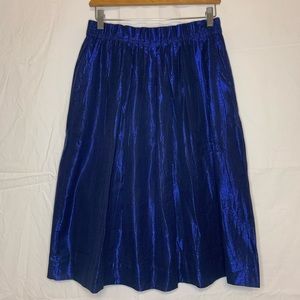 J Crew full skirt in metallic blue with pockets
